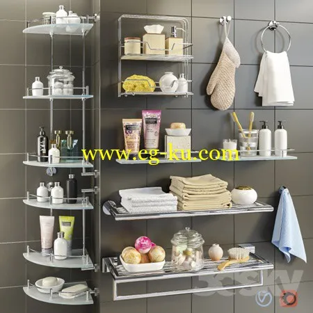 Accessories and cosmetics for the bath + Axentia shelves, Bemeta set 2的图片1