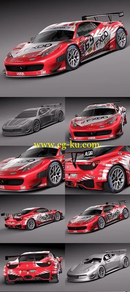 Ferrari 458 GT3 Race Car 2014 3D model的图片1