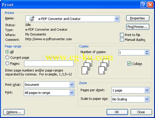 e-PDF Converter and Creator Printer 2.1 PDF转换Word的图片1