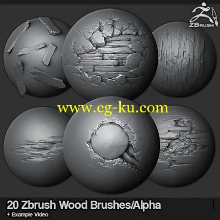 ArtStation Marketplace – ZBrush/SP – 20 Wood Brushes/Alphas Vol.1的图片1