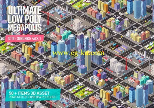 3docean – Ultimate Low Poly Megapolis (City + Suburbs) Pack 1的图片1