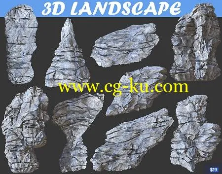 Cubebrush – Low poly Realistic Rocky Sharp Cliff Modular Pack的图片1