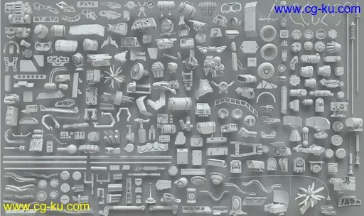 3DExport – 3D Kitbash – 268 metal piece parts的图片1