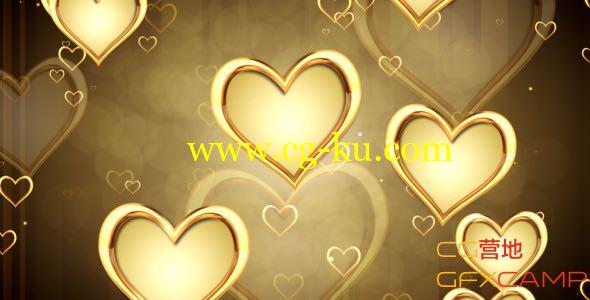 金色心形上升大屏幕视频素材 Videohive – Golden Hearts的图片1