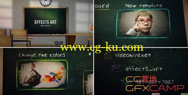 AE模板-学校黑板粉笔字照片文字展示 VideoHive School Chalkboard的图片1