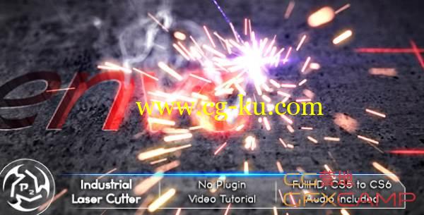 AE模板-激光镭射Logo文字展示 VideoHive Industrial Laser Cutter的图片1