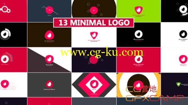 AE模板-13组MG扁平化logo展示 VideoHive Minimal Logo Reveal的图片1