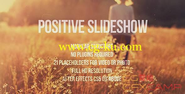 AE模板-小清新漏光幻灯片照片展示开场 VideoHive Positive Slideshow的图片1