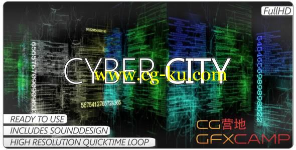 数字组成城市楼房高清视频素材 VideoHive Cyber City的图片1