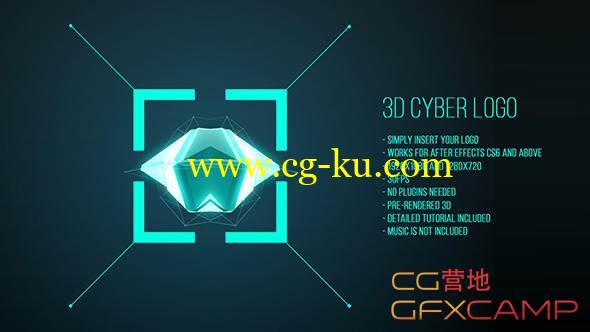 AE模板-MG扁平化水晶钻石画面对称展示 VideoHive 3D Cyber Logo的图片1