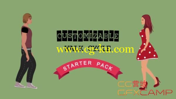 AE模板-卡通人物角色服装搭配循环走路MG动画 VideoHive Walk Cycle Starter Pack的图片1