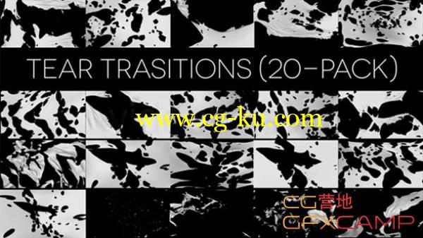 20个布料破碎撕破高清视频素材 VideoHive Tear Transitions (Pack of 20)的图片1