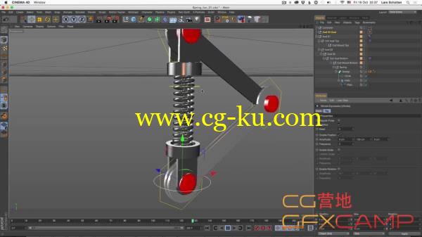 C4D悬浮弹簧机械系统绑定教程 Rigging a Suspension System in Cinema 4D的图片1