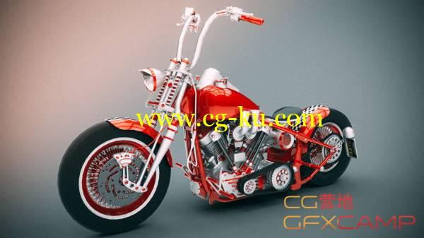 混合式重型摩托机车高精度3D模型 Moto Hybrid Knucklehead的图片1