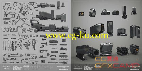未来科幻机械武器3D模型 Vitaly Bulgarov BlackWidow Pack FBX/OBJ/MTL的图片1
