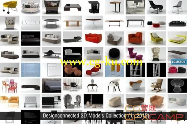 室内沙发桌子椅子柜子3D模型合集 DesignConnected 3D Models Collection的图片1