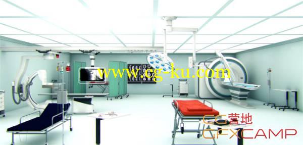 ﻿手术台X射线机器氧气瓶担架医疗器材C4D模型 The Pixel Lab – Medical Pack C4D/FBX格式的图片1