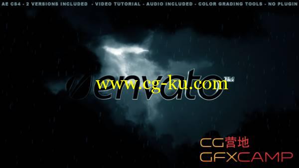 AE模板-打雷下雨乌云暴风雨恐怖惊悚开场Logo定格 Cinematic Dark Sky Logo Opener的图片1
