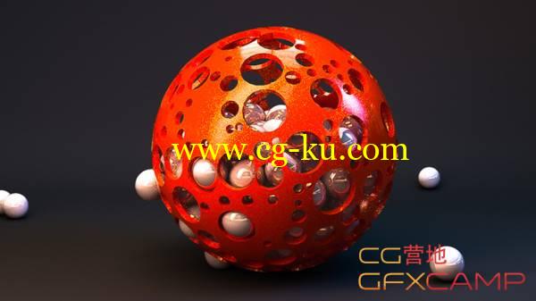 抽象镂空小球C4D建模材质渲染教程 Cinema 4D How to make a Abstract Sphere Design的图片1