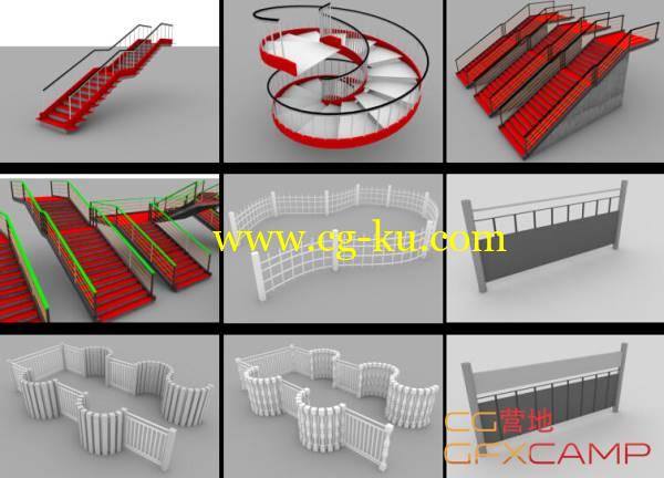 C4D栅栏护栏楼梯制作生成插件 Caleidos4D Baluster4D V1.0 + StairsProfile V1.0的图片1