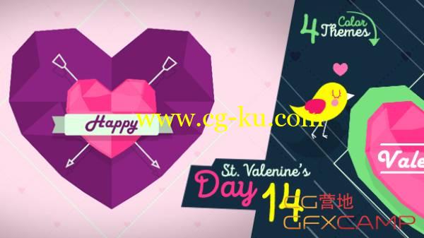 AE模板－卡通心形MG动画浪漫情人节开场 Valenines Day的图片1