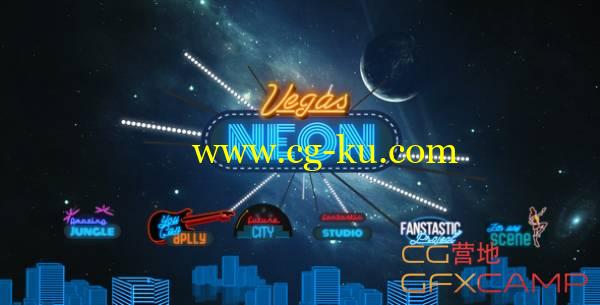 AE模板－舞会晚会音乐戏曲节目霓虹灯效果Logo展示 Vegas Neon的图片1