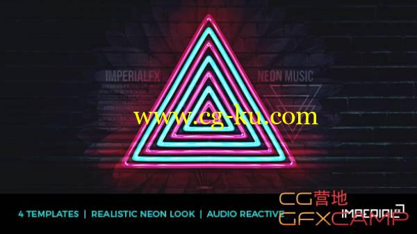 AE模板－霓虹灯音乐节奏跳动闪动 Neon Music Visualizer Audio React的图片1