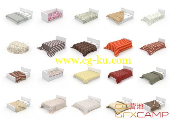 床被子靠枕枕头3D模型 HQ Details Vol.4 Blankets Pillows的图片1