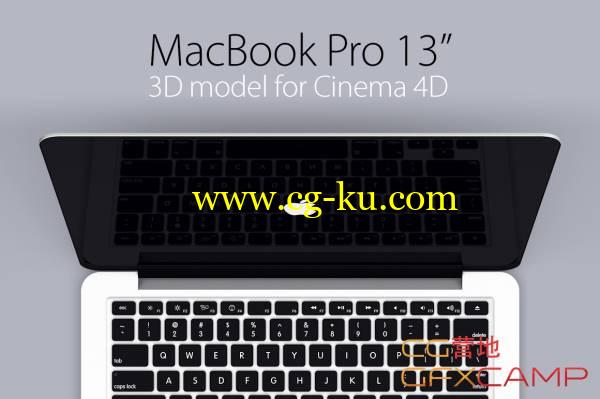 13寸视网膜MBP苹果电脑C4D模型 MacBook Pro 13 Retina 3D Model的图片1