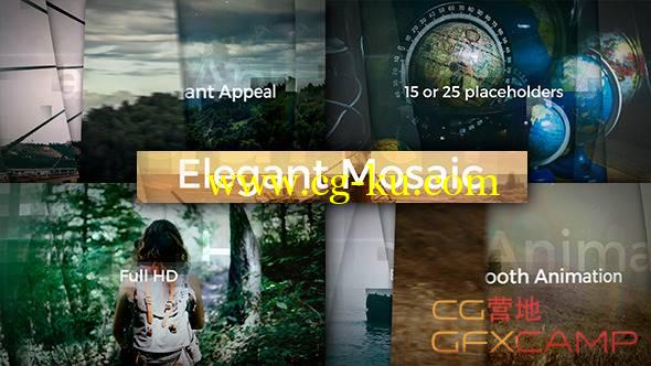 AE模板-优雅图形遮罩幻灯片开场 Elegant Mosaic Opener的图片1