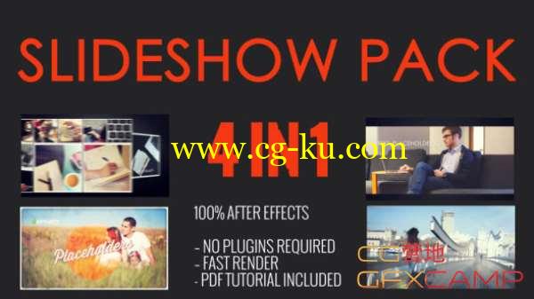 AE模板-幻灯片照片拼贴展示片头 SlideShow Pack 4 in 1的图片1