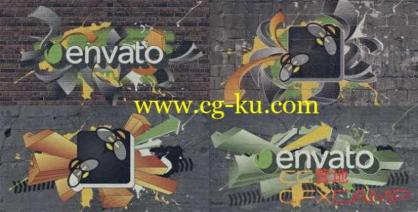 AE模板-街头墙壁嘻哈涂鸦Logo展示 Graffiti Logo的图片1
