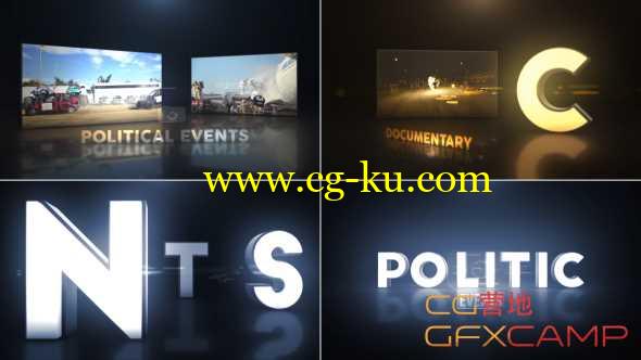 AE模板-3D文字屏幕图片视频展示片头 Political Events 3的图片1