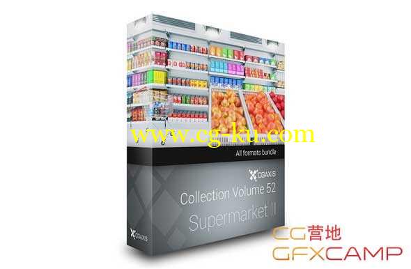 超市货架推车商品3D模型 CGAxis Models Volume 52 - 3D Supermarket II的图片1