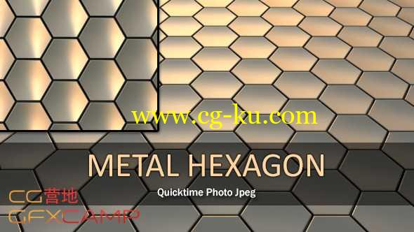 三维六边形蜂窝背景高清视频素材 Metal Hexagon Loop的图片1