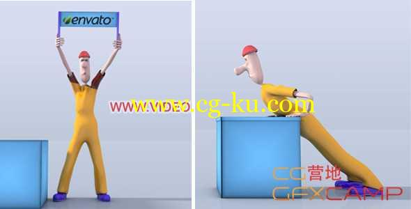 AE模板-三维卡通人物推动储物箱子Logo开场 Character Animation Opener的图片1