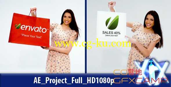 AE模板-女性手提购物袋商品Logo展示 Shopping Girl的图片1