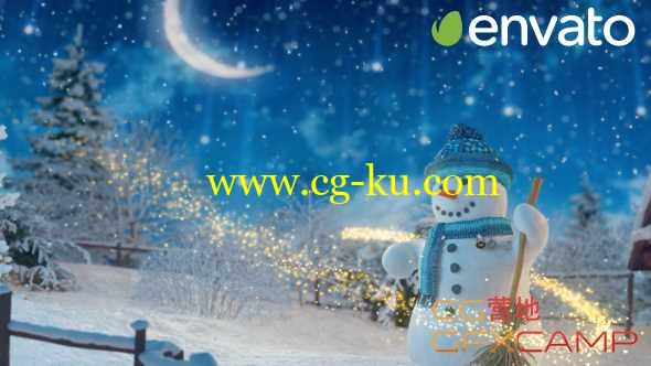 AE模板-圣诞节下雪雪人片头动画 Merry Christmas的图片1