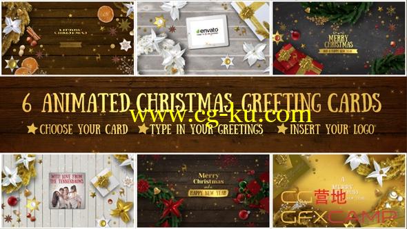 AE模板-圣诞节贺卡片头文字包装动画 6 Christmas Greeting Cards的图片1