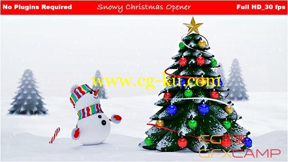 AE模板-卡通雪人圣诞树动画片头 Snowy Christmas Opener的图片1