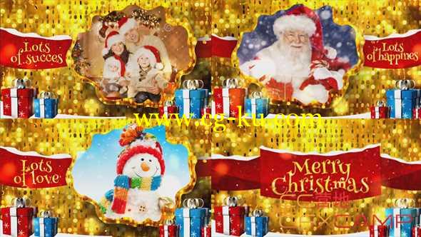 AE模板-金色喜庆圣诞节照片展示片头包装 Merry Christmas Gold的图片1