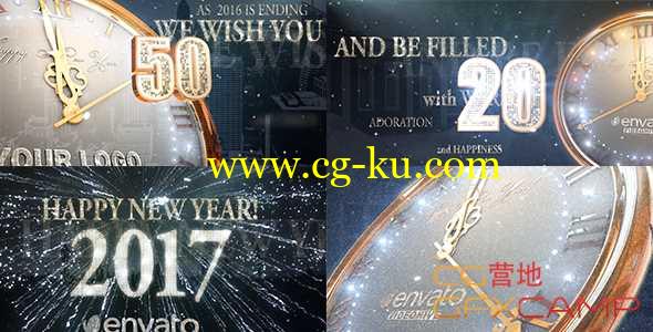 AE模板-下雪时钟新年倒计时 2017 New Year Countdown的图片1