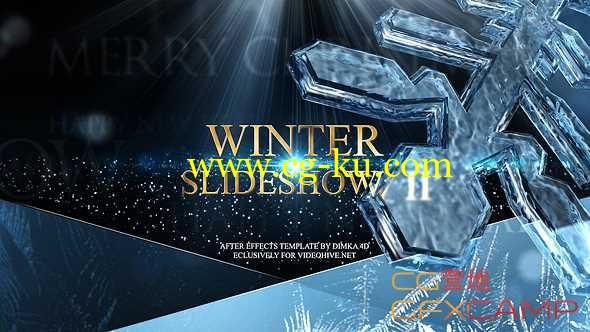 AE模板-动态雪花转场图片相册展示片头 Winter Slideshow II的图片1