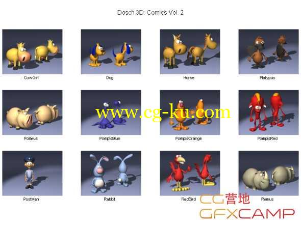 卡通角色三维C4D模型 DOSCH 3D: Comic Characters V1+V2的图片1