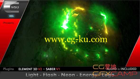 AE模板-能量路径描边三维Logo展示 Light Flash Neon Energy Logo的图片1