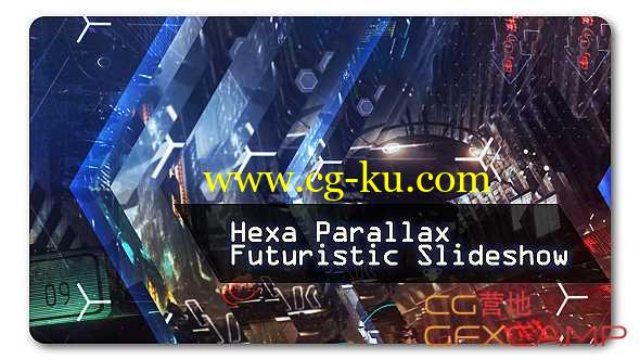 AE模板-科技感图形视差图片展示片头 Hexa Parallax Futuristic Slideshow的图片1