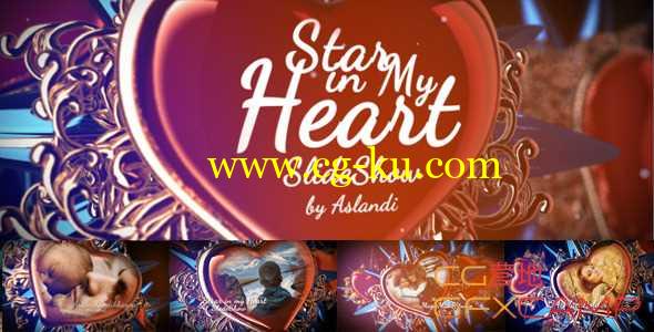 AE模板-心型情人节遮罩相册片头 Valentine Day Star in My Heart SlideShow Photo Gallery的图片1