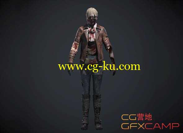 高精度女性僵尸3D模型 Zombie High Poly的图片1