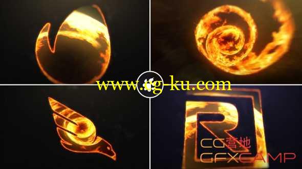AE模板-火焰燃烧描边Logo动画 Fire Vortex Logo的图片1