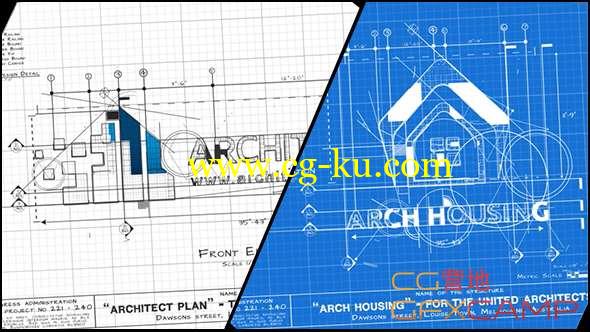 AE模板-手绘线条建筑蓝图Logo动画 Architect Logo的图片1